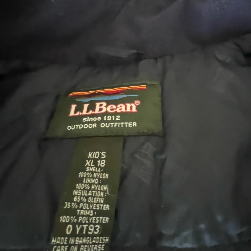 L.L. Bean Kids XL (18) Insulated Hooded Winter Jacket Navy‎ Blue Pink Nylon
